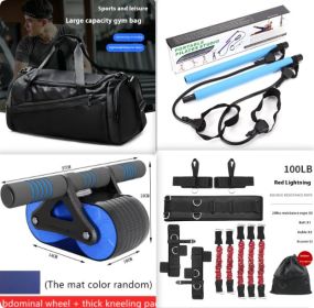 Double Wheel Abdominal Exerciser Women Men Automatic Rebound Ab Wheel Roller Waist Trainer Gym Sports Home Exercise Devices (Option: Blue set)