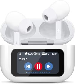 Wireless Earbuds, 5.4 Bluetooth Headphones With Touch Screen Ear Buds, ANC ENC Noise Cancelling Earbuds Headphones With Microphone, Wireless Blue (Option: White)